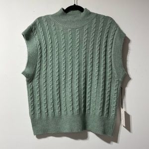 NWT Cupcakes & Cashmere Soft & Cozy Sage Green Cable Knit Sweater Vest